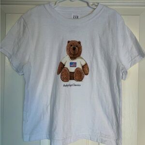 GAP White Tee with Teddy Bear Design